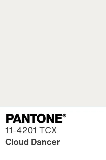 Pantone Cloud Dancer colour chip